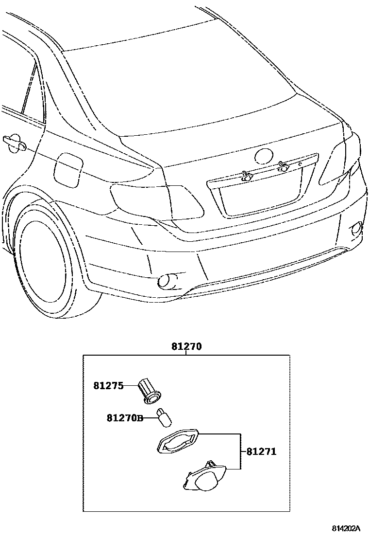 Toyota COROLLA 后牌照灯 EPC diagram — 814202A