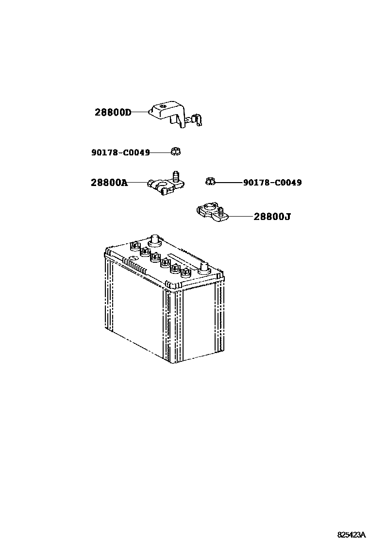 Toyota COROLLA 蓄电池和蓄电池电缆 EPC diagram — 825423A