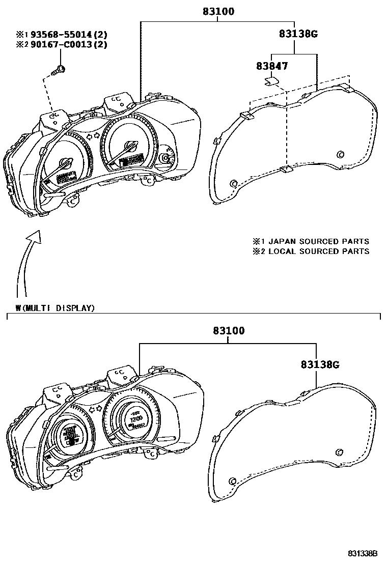 Toyota COROLLA 仪表 EPC diagram — 831338B
