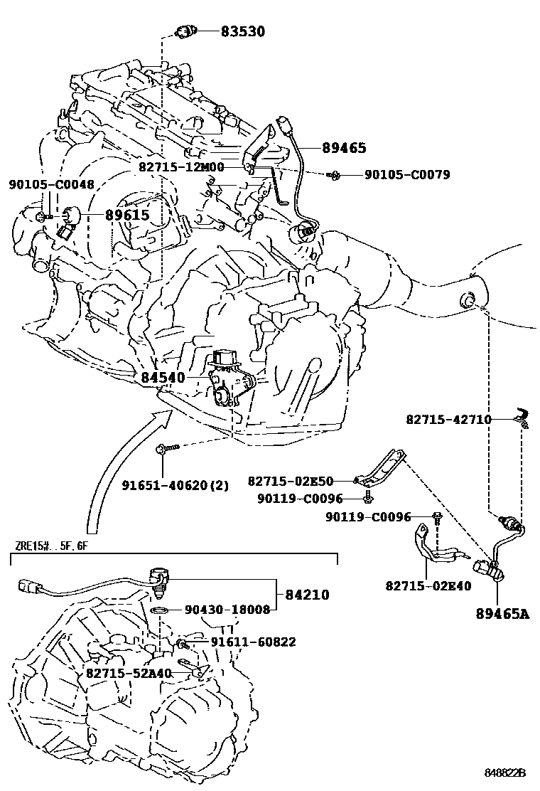 Toyota COROLLA 开关和继电器和ECU EPC diagram — 848822B