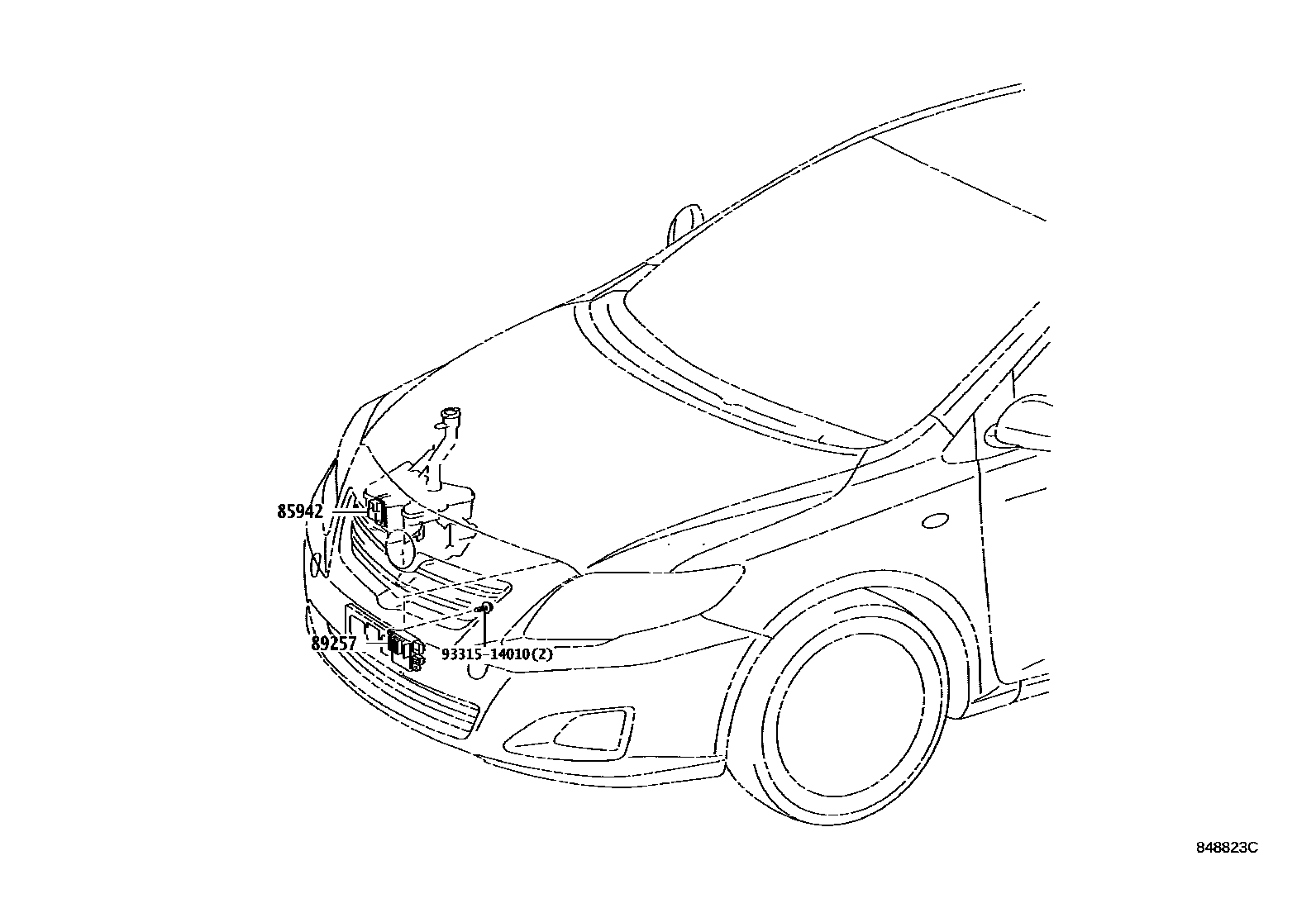 Toyota COROLLA 开关和继电器和ECU EPC diagram — 848823C