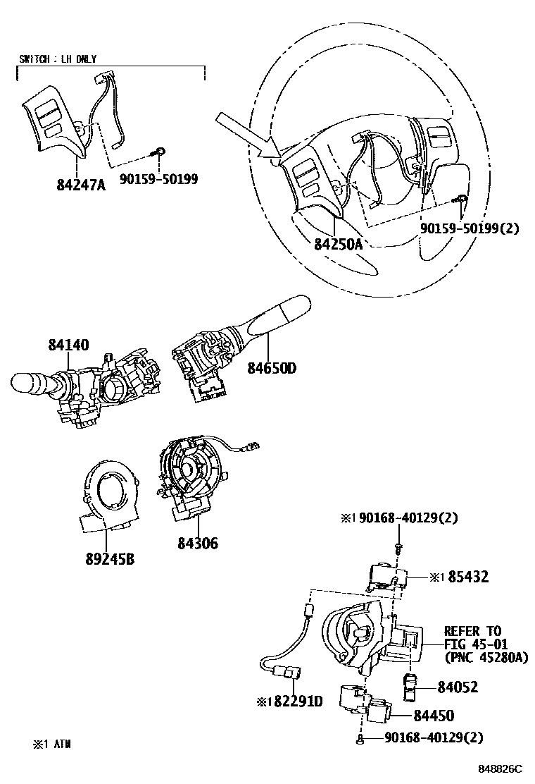 Toyota COROLLA 开关和继电器和ECU EPC diagram — 848826C