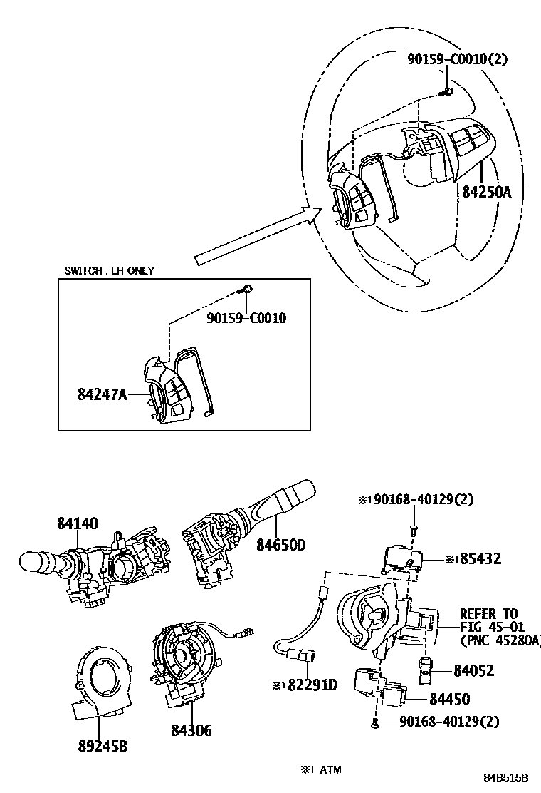 Toyota COROLLA 开关和继电器和ECU EPC diagram — 84B515B