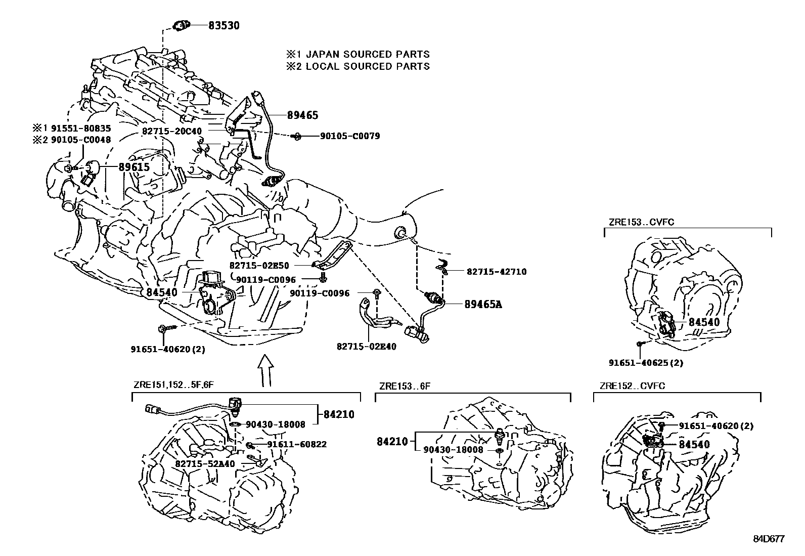 Toyota COROLLA 开关和继电器和ECU EPC diagram — 84D677