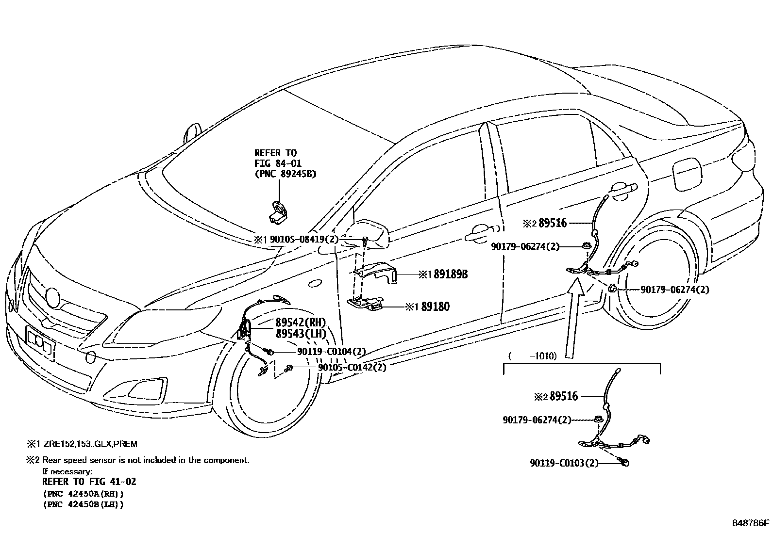 Toyota COROLLA ABS 和 VSC EPC diagram — 848786F