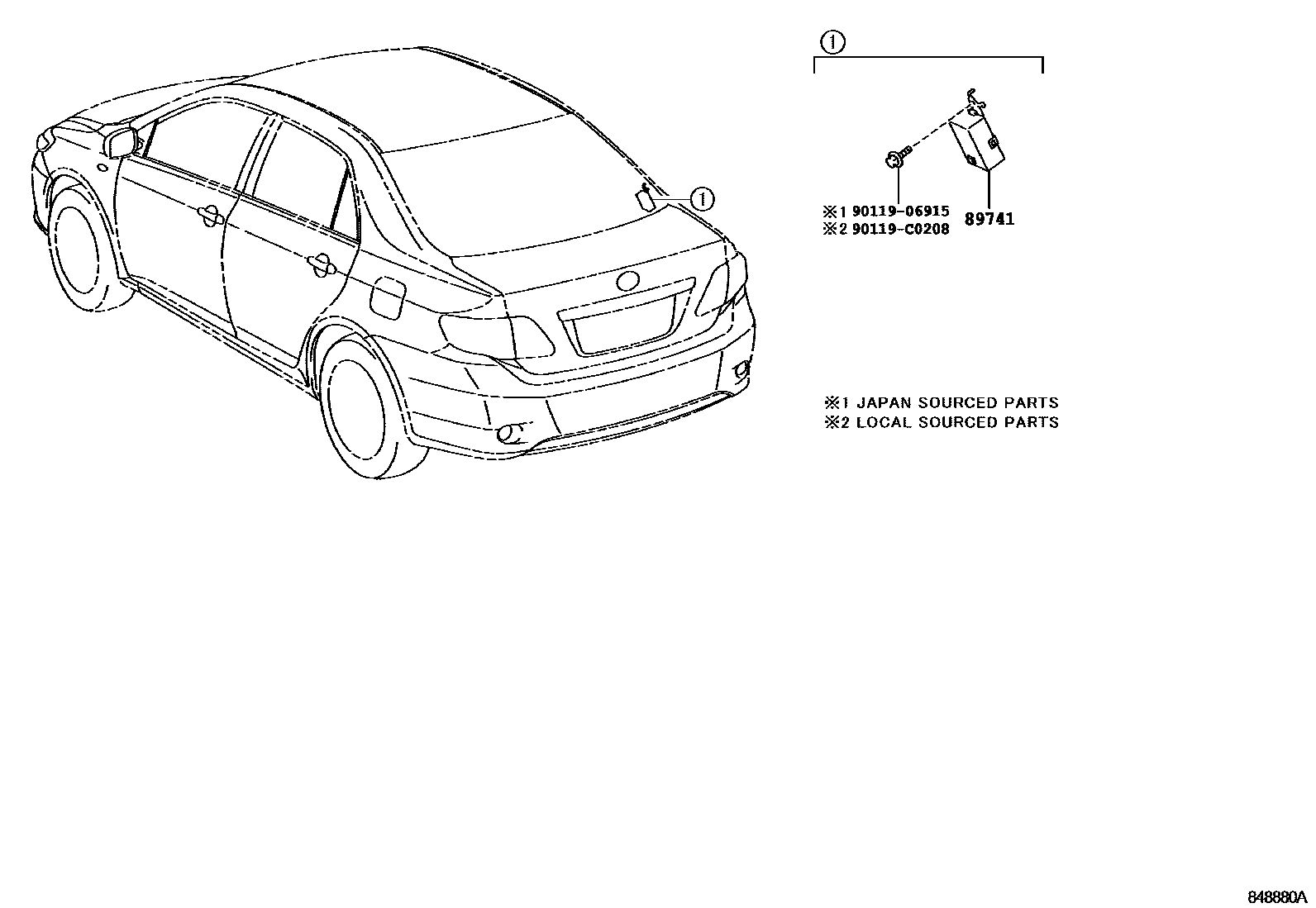 Toyota COROLLA 遥控门锁 EPC diagram — 848800A