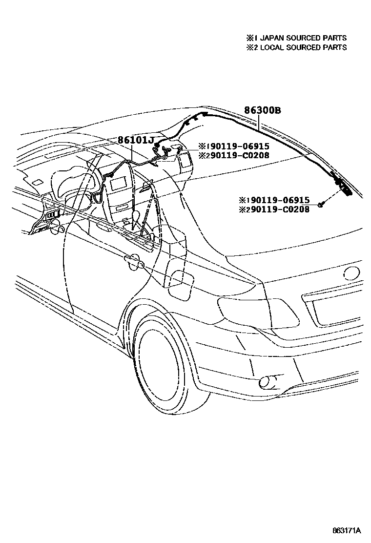 Toyota COROLLA antenna EPC diagram — 863171A