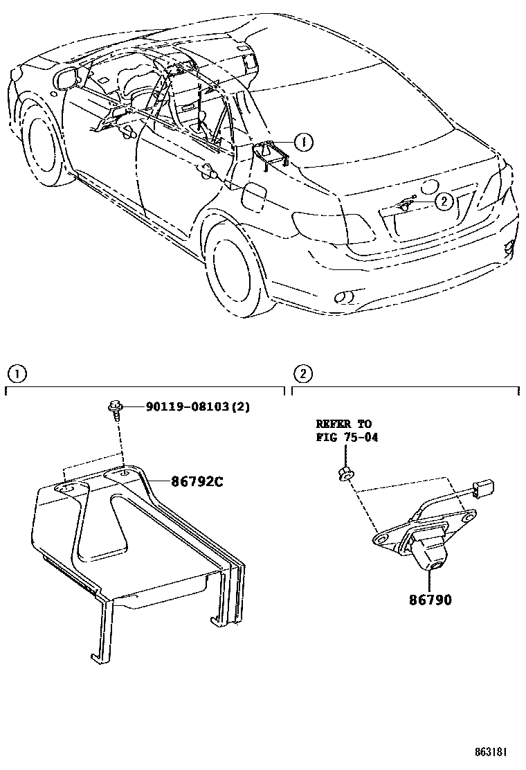 Toyota COROLLA 倒车影像和摄像头 EPC diagram — 863181
