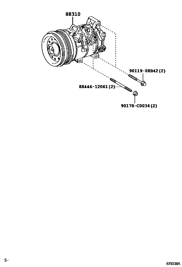 Toyota COROLLA Heating & Air Conditioning - Compressor EPC diagram — 879338A