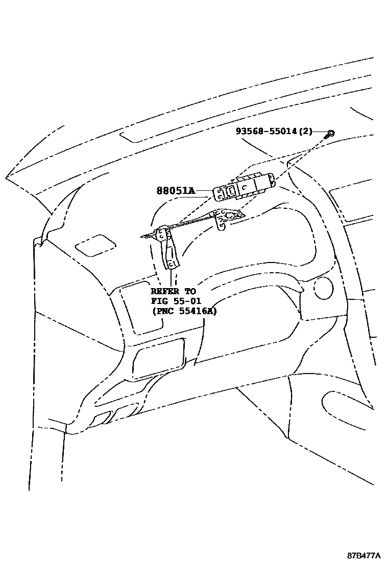 Toyota COROLLA 空气净化器或离子发生器 EPC diagram — 87B477A