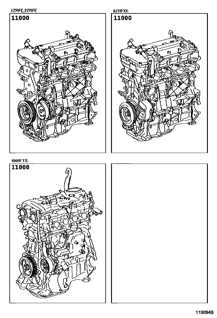 Toyota COROLLA Partial Engine Assembly EPC diagram — 119094B