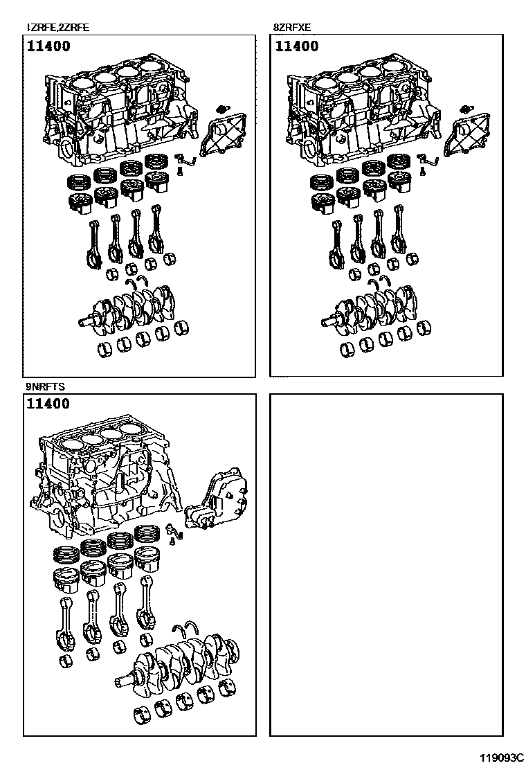 Toyota COROLLA Short Block Assembly EPC diagram — 119093C
