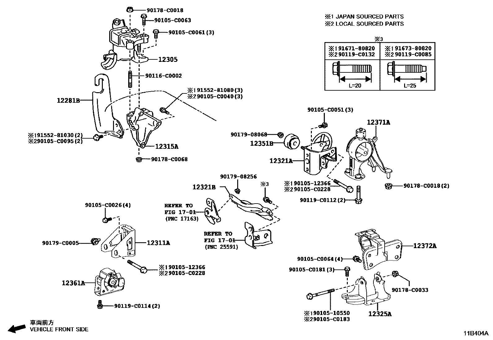 Toyota COROLLA Engine Mounting EPC diagram — 11B404A