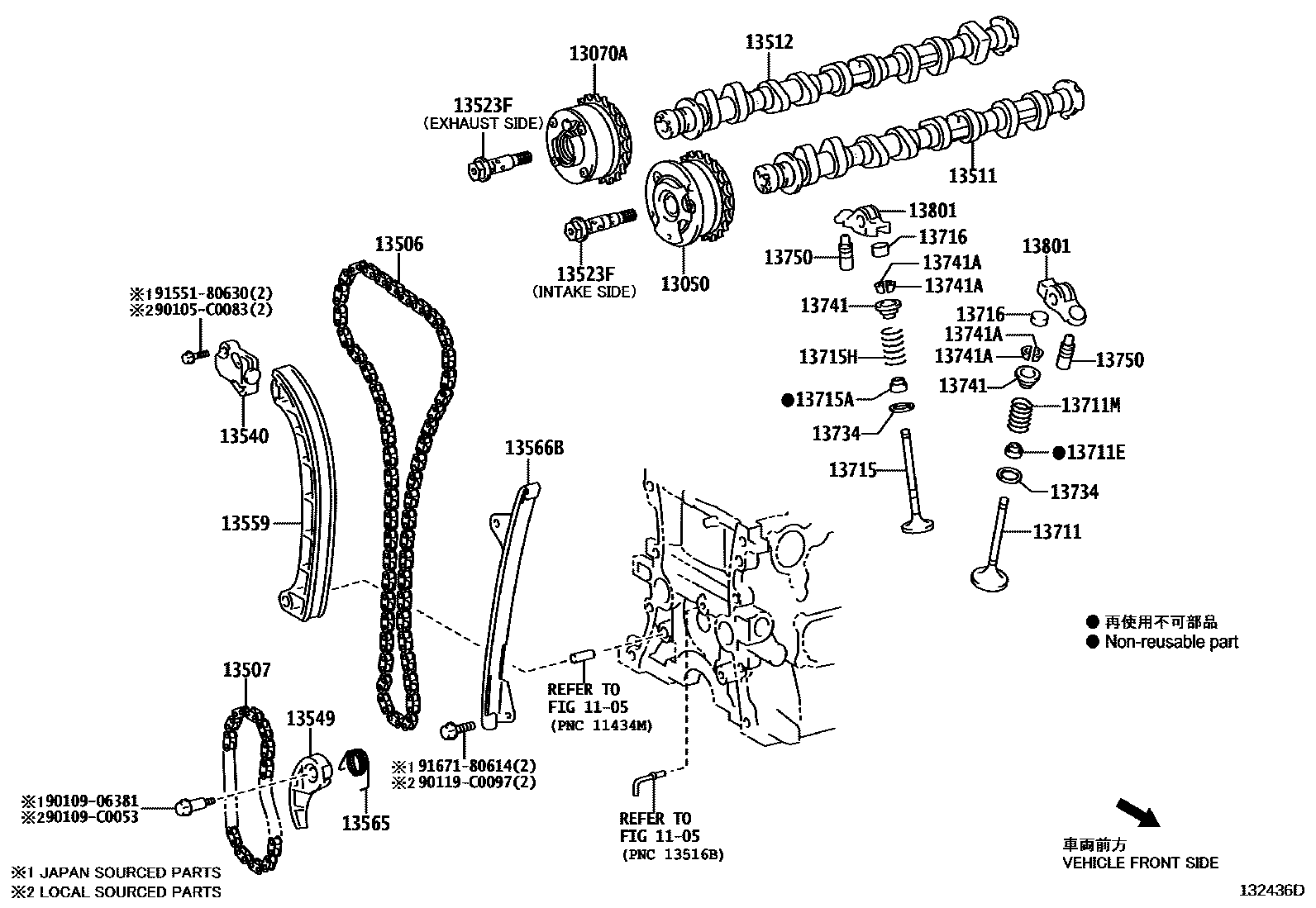 Toyota COROLLA Camshaft & Valve EPC diagram — 132436D
