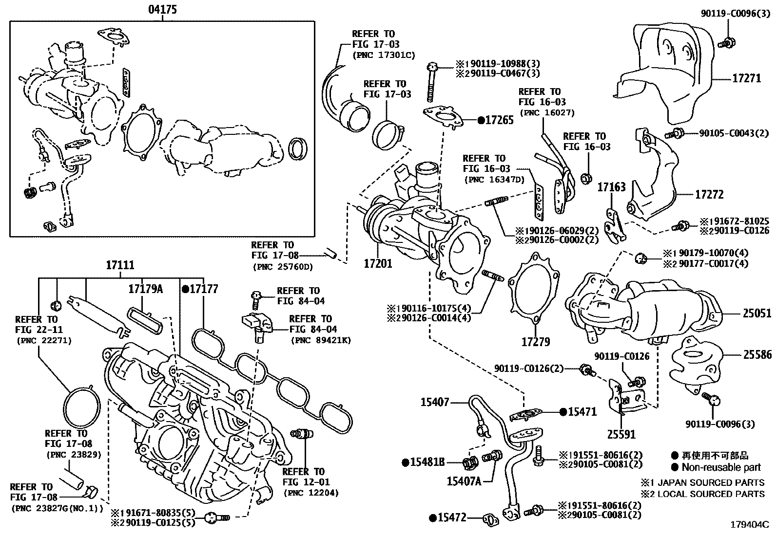 Toyota COROLLA Manifold EPC diagram — 179404C