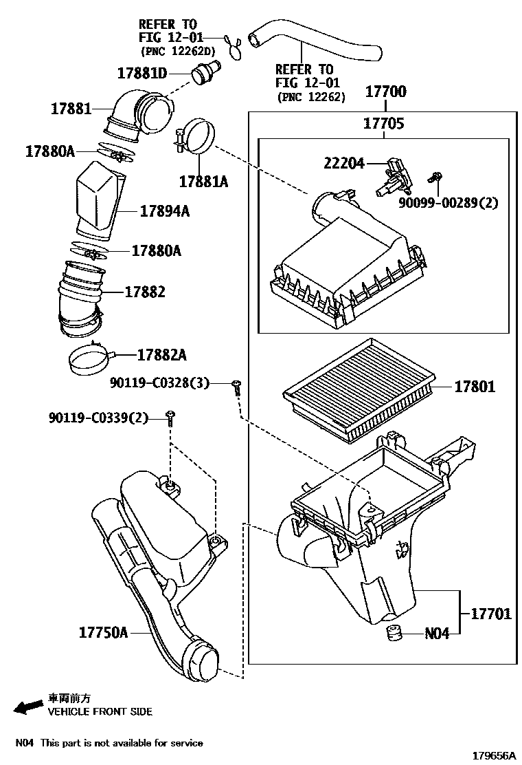 Toyota COROLLA Air Cleaner EPC diagram — 179656A
