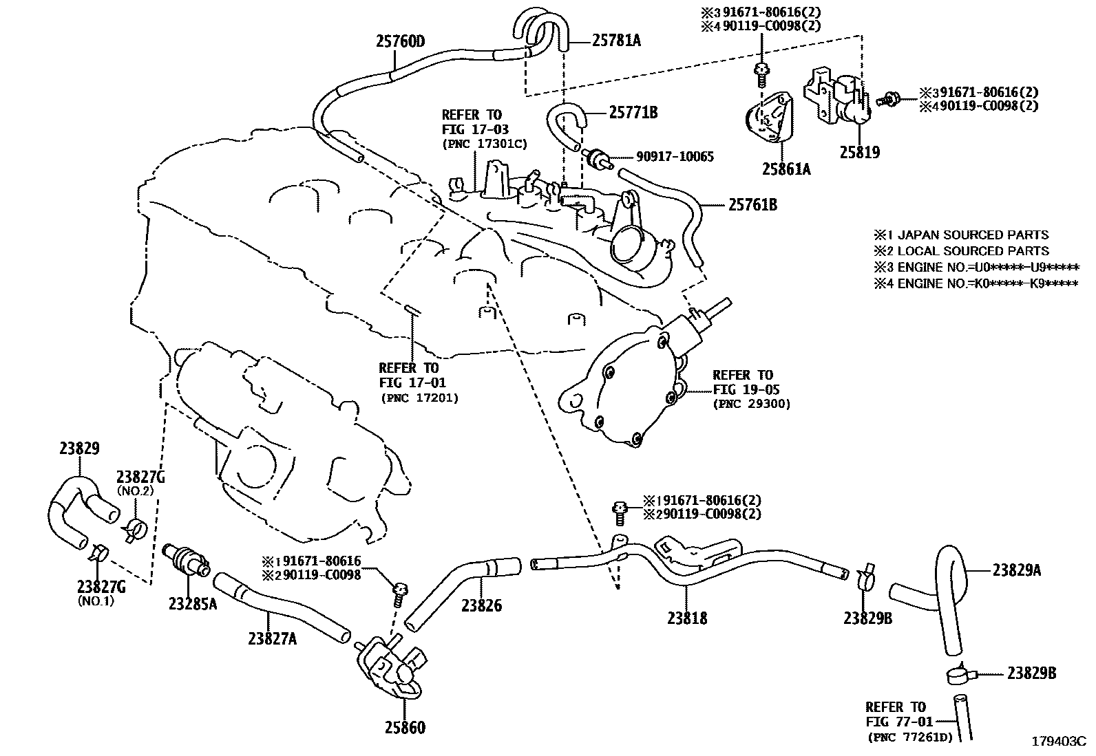 Toyota COROLLA vacuum tube EPC diagram — 179403C