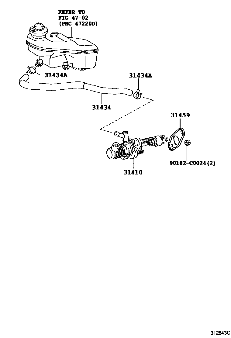 Toyota COROLLA 离合器总泵 EPC diagram — 312843C