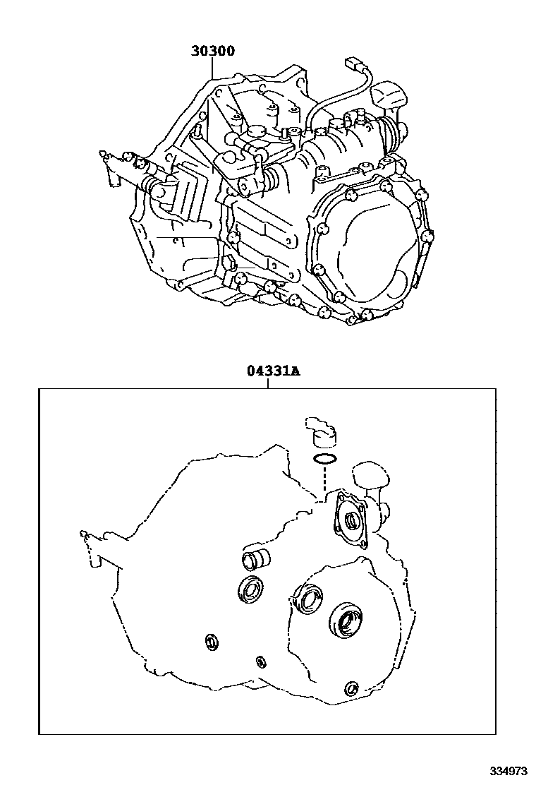 Toyota COROLLA 传动桥或变速器总成和衬垫组件(MTM) EPC diagram — 334973