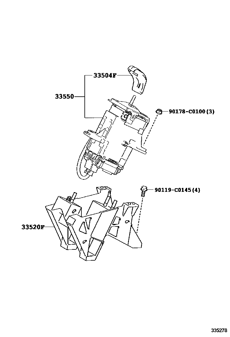 Toyota COROLLA Shift Lever & Retainer EPC diagram — 335278