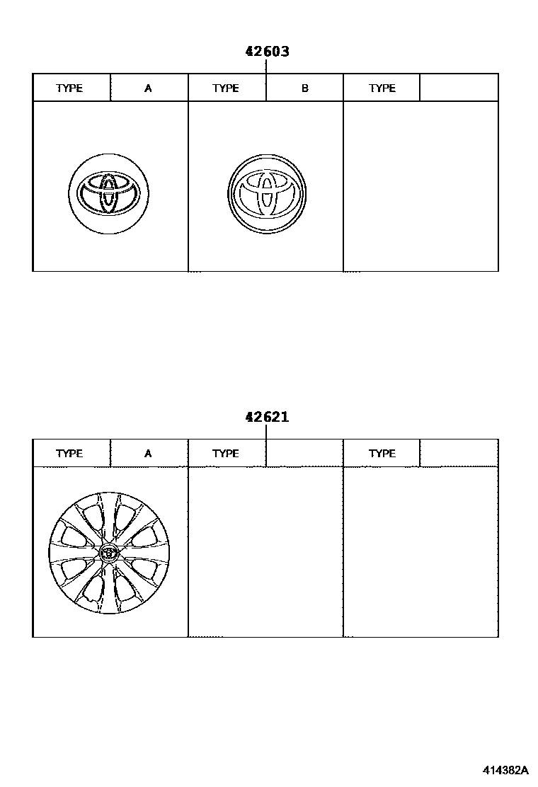 Toyota COROLLA 车轮和车轮盖 EPC diagram — 414382A