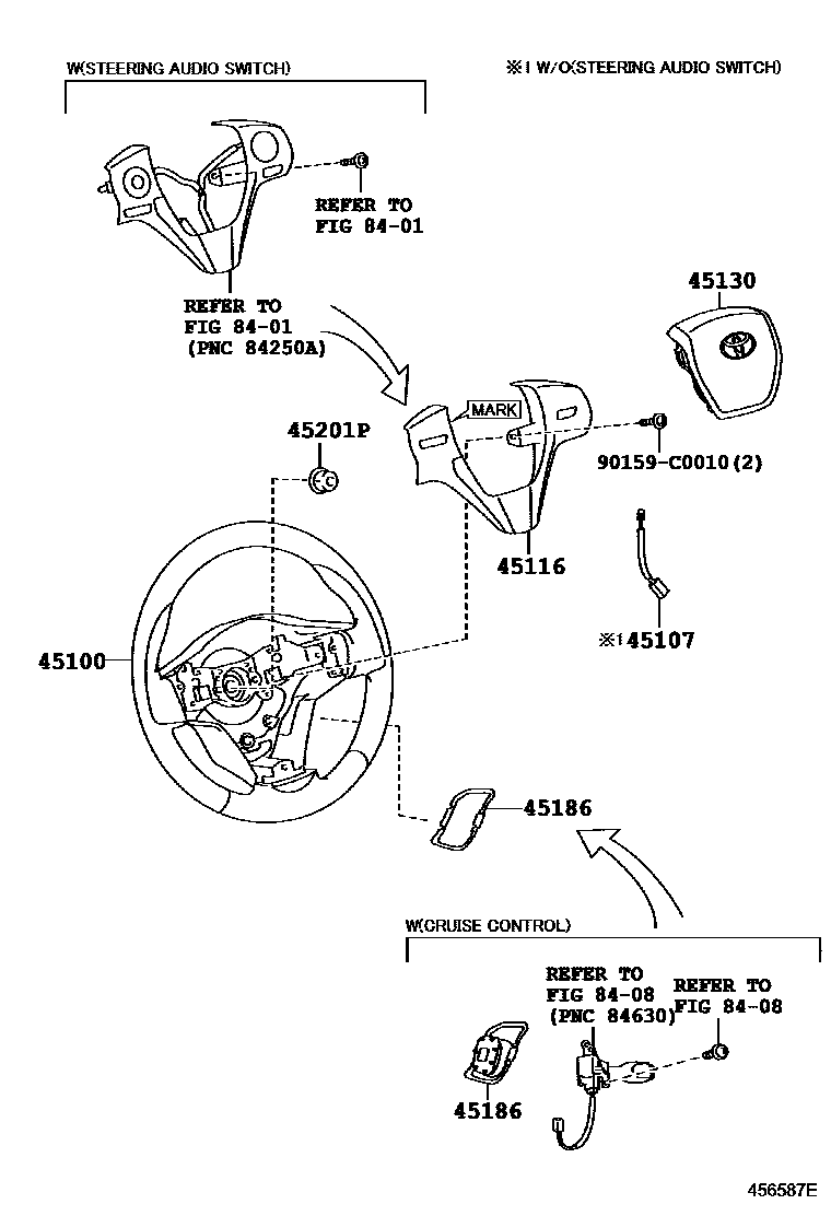 Toyota COROLLA Steering Wheel EPC diagram — 456587E