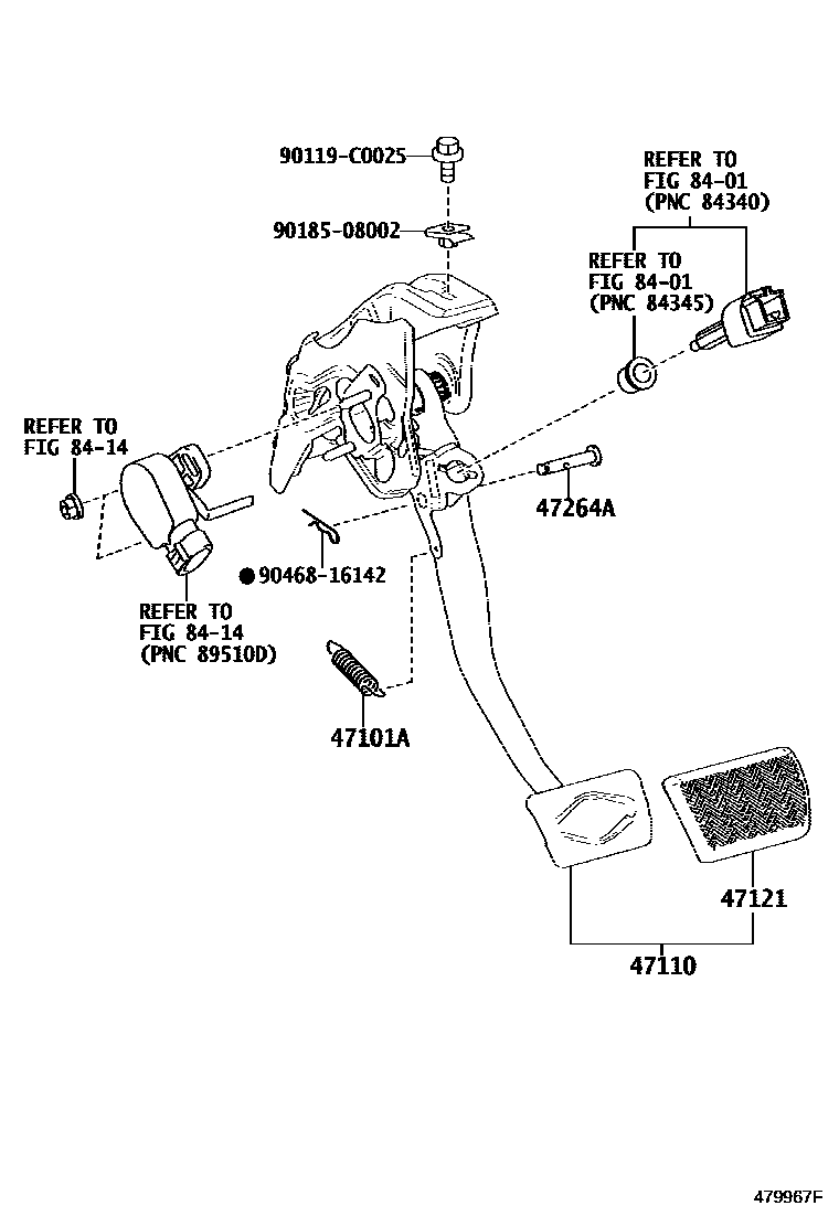Toyota COROLLA Brake Pedal & Bracket EPC diagram — 479967F