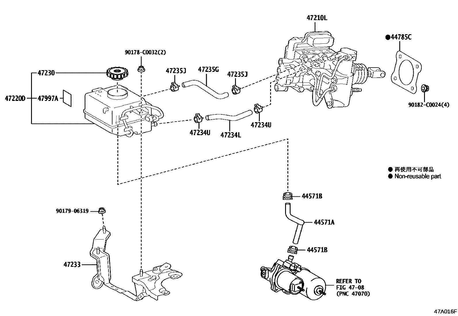 Toyota COROLLA 制动总泵 EPC diagram — 47A016F
