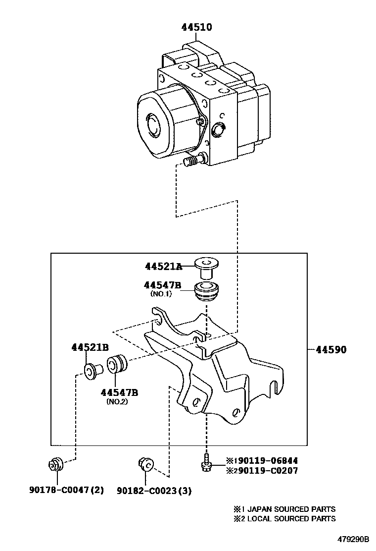 Toyota COROLLA 制动配管和卡箍 EPC diagram — 479290B