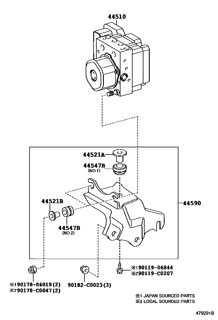 Toyota COROLLA 制动配管和卡箍 EPC diagram — 479291B