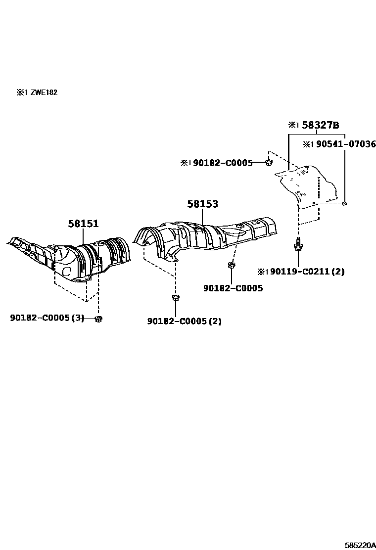 Toyota COROLLA 地板隔热垫 EPC diagram — 585220A