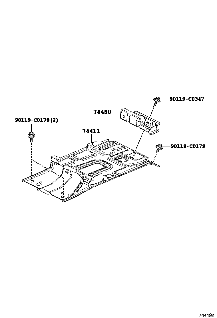 Toyota COROLLA battery holder EPC diagram — 744192