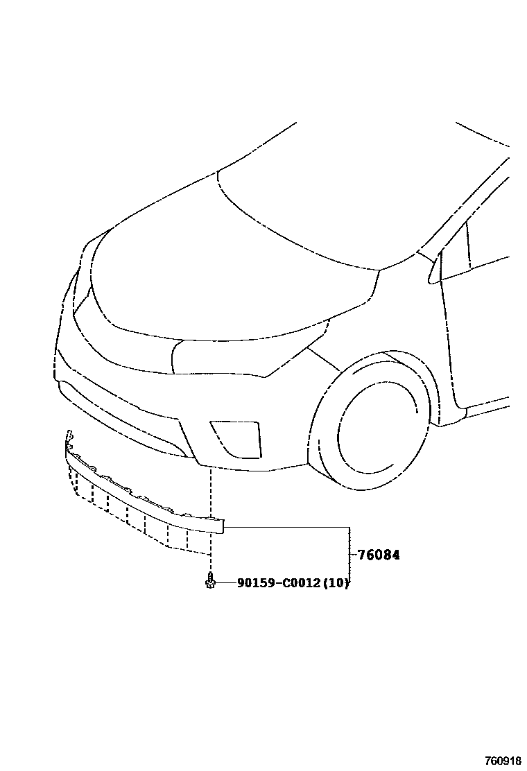 Toyota COROLLA 挡泥板和扰流板 EPC diagram — 760918