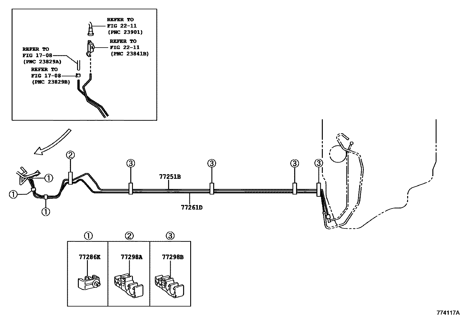 Toyota COROLLA 燃油箱和燃油管 EPC diagram — 774117A