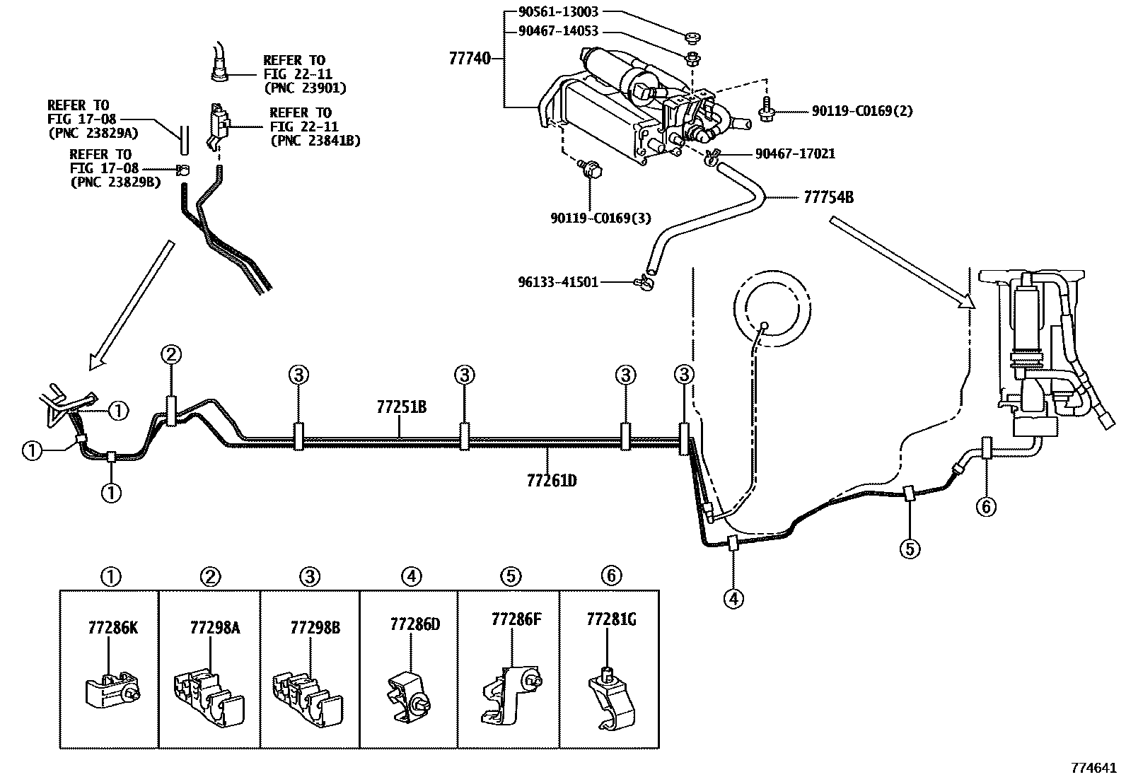 Toyota COROLLA 燃油箱和燃油管 EPC diagram — 774641