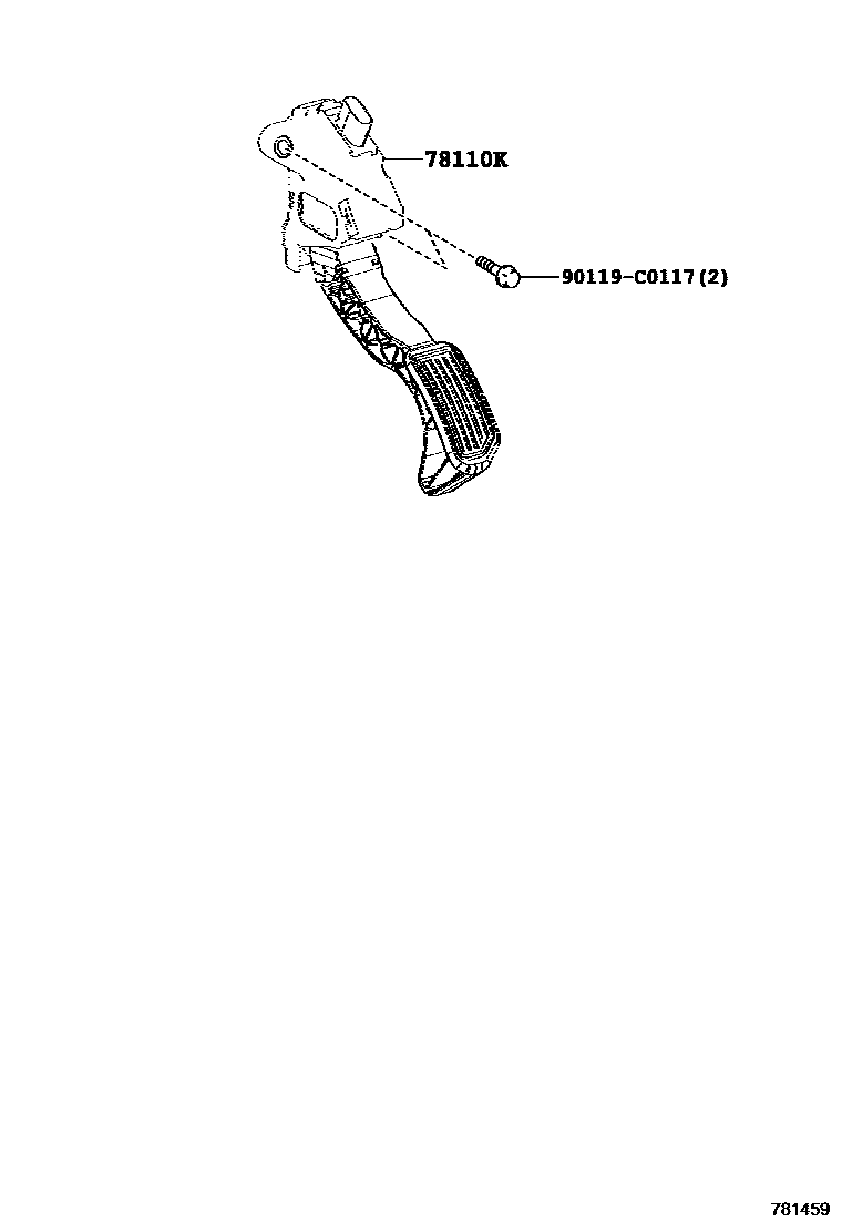 Toyota COROLLA accelerator pedal connecting rod EPC diagram — 781459