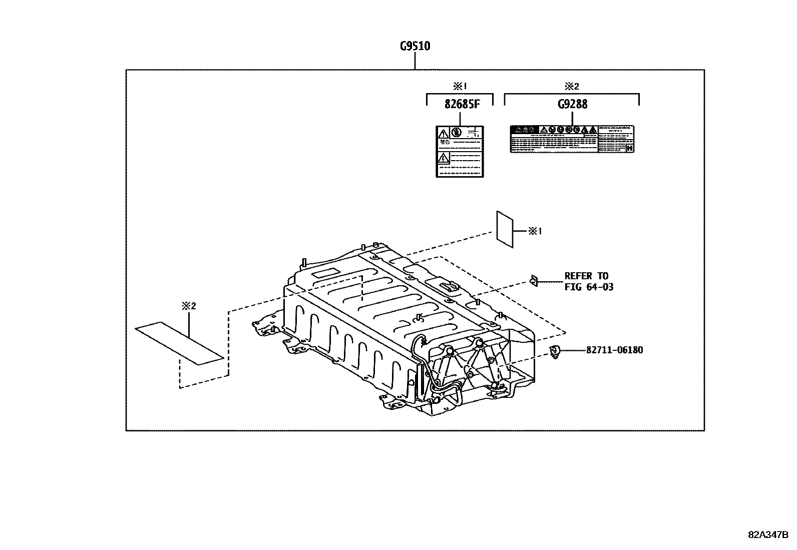 Toyota COROLLA 蓄电池和蓄电池电缆 EPC diagram — 82A347B