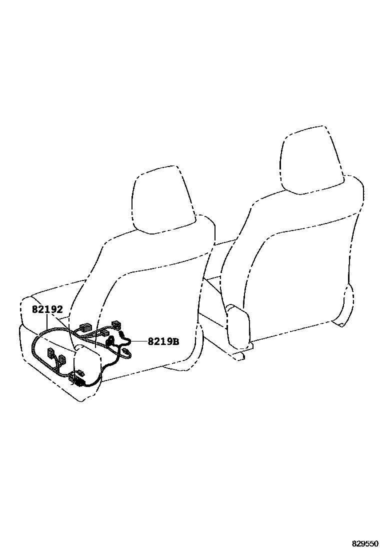 Toyota COROLLA 线束和卡夹 EPC diagram — 829550