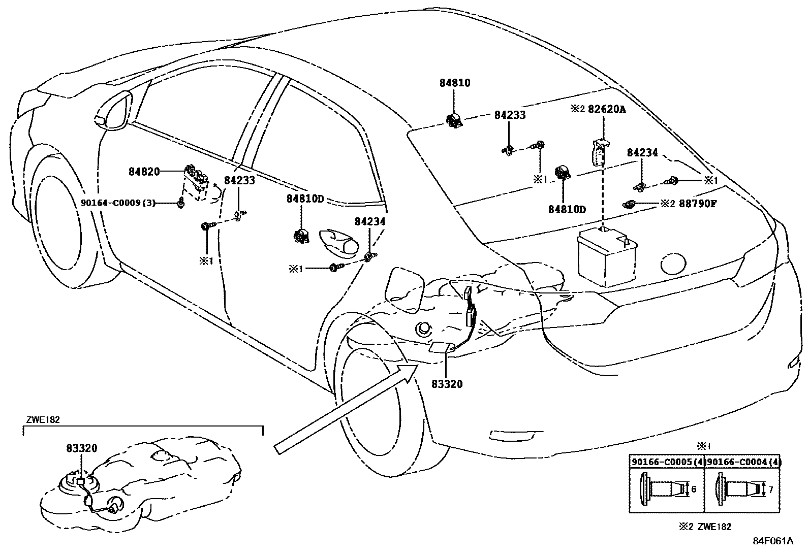 Toyota COROLLA 开关和继电器和ECU EPC diagram — 84F061A