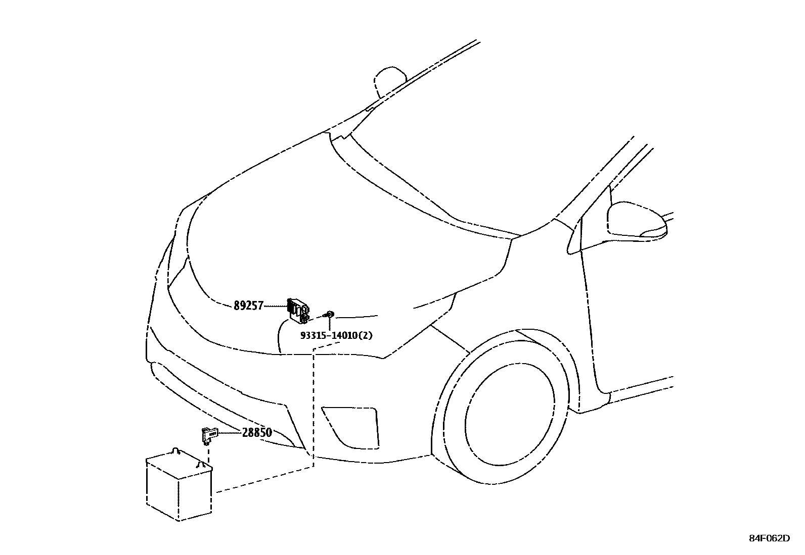 Toyota COROLLA 开关和继电器和ECU EPC diagram — 84F062D
