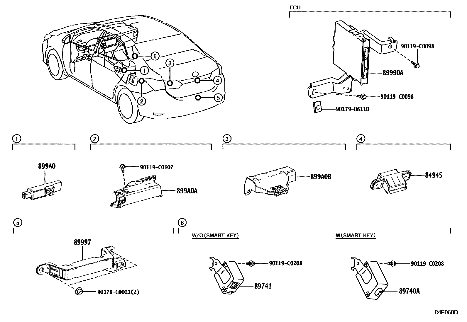 Toyota COROLLA 遥控门锁 EPC diagram — 84F068D