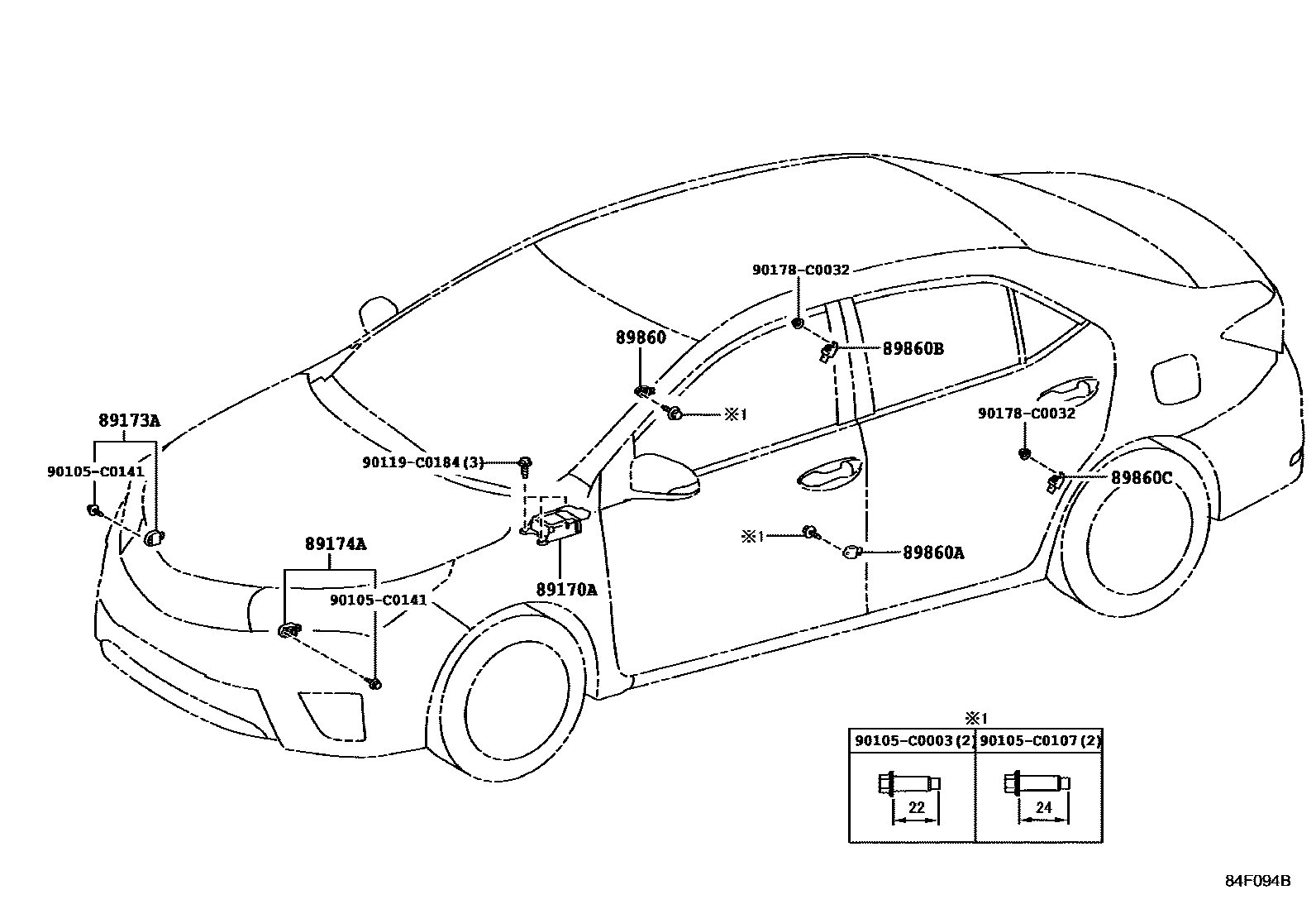 Toyota COROLLA 空气囊 EPC diagram — 84F094B