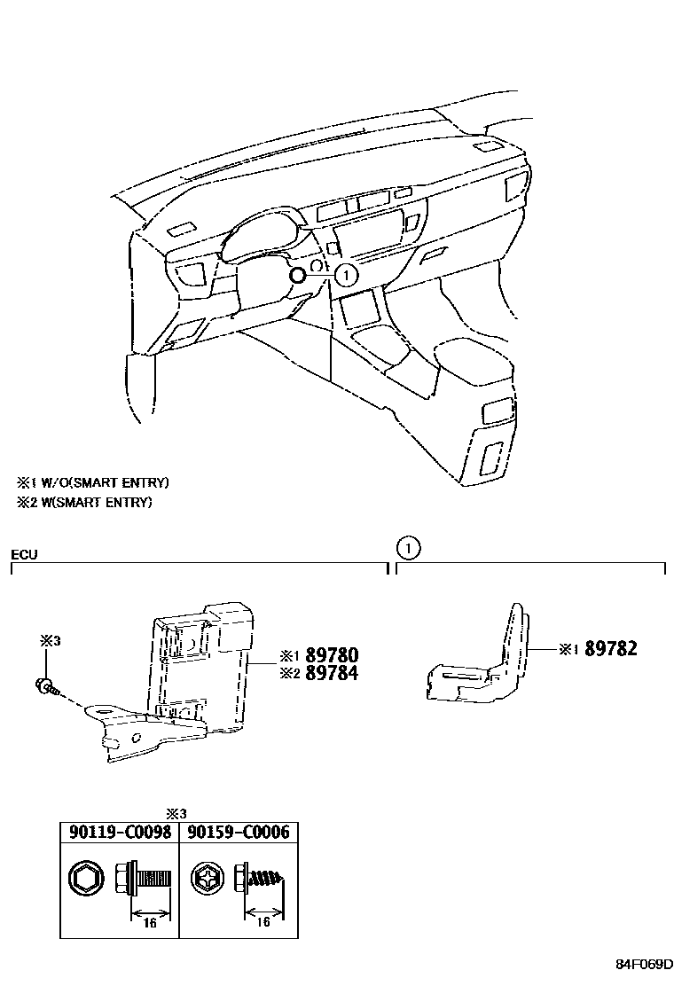 Toyota COROLLA 防盗装置 EPC diagram — 84F069D