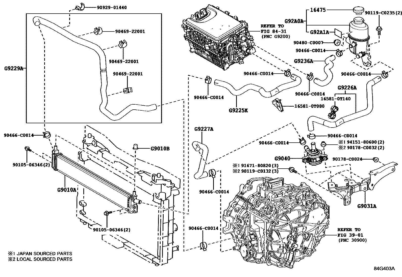 Toyota COROLLA 逆变器冷却系统 EPC diagram — 84G403A