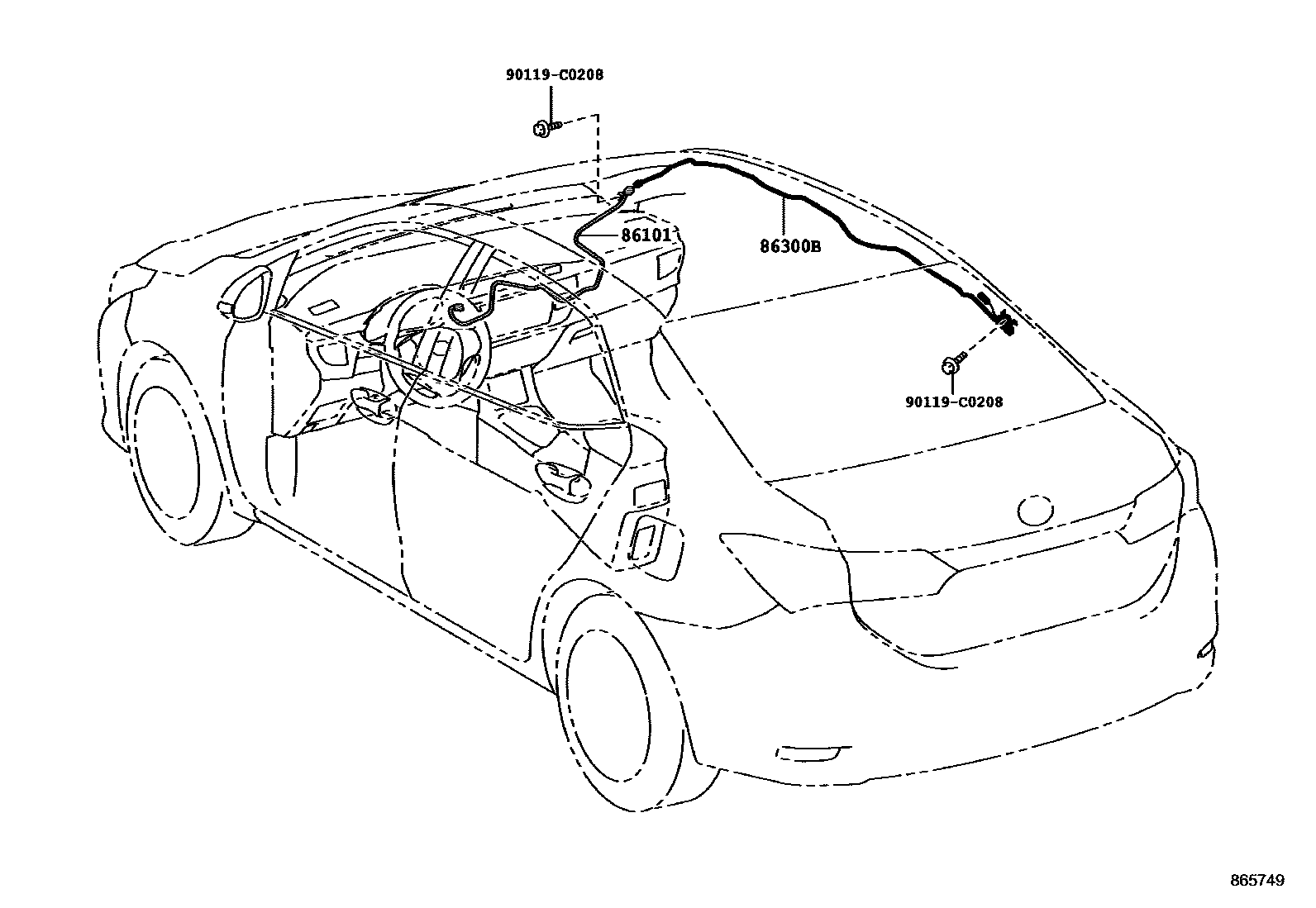 Toyota COROLLA antenna EPC diagram — 865749