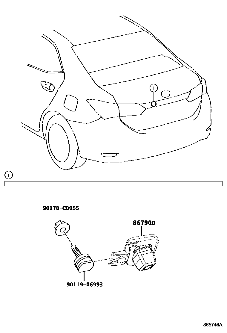 Toyota COROLLA 倒车影像和摄像头 EPC diagram — 865746A