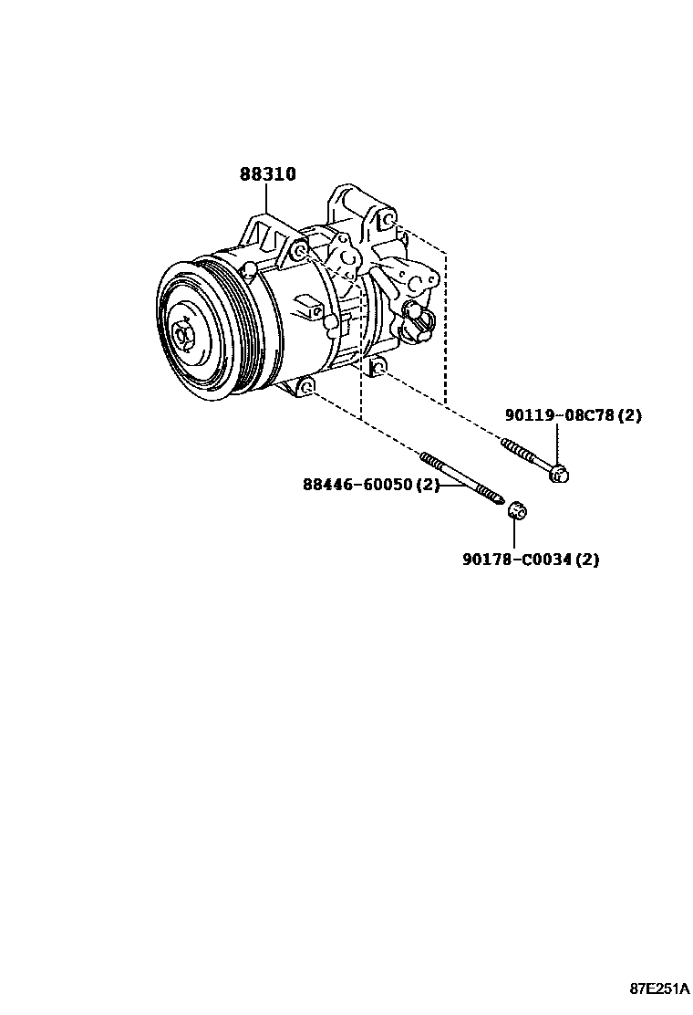 Toyota COROLLA Heating & Air Conditioning - Compressor EPC diagram — 87E251A
