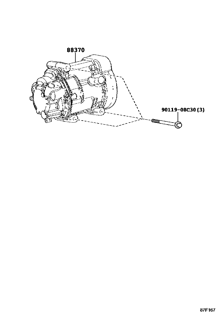 Toyota COROLLA Heating & Air Conditioning - Compressor EPC diagram — 87F167