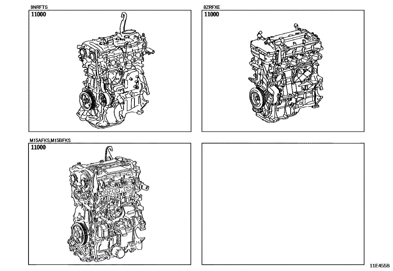 Toyota COROLLA Partial Engine Assembly EPC diagram — 11E455B