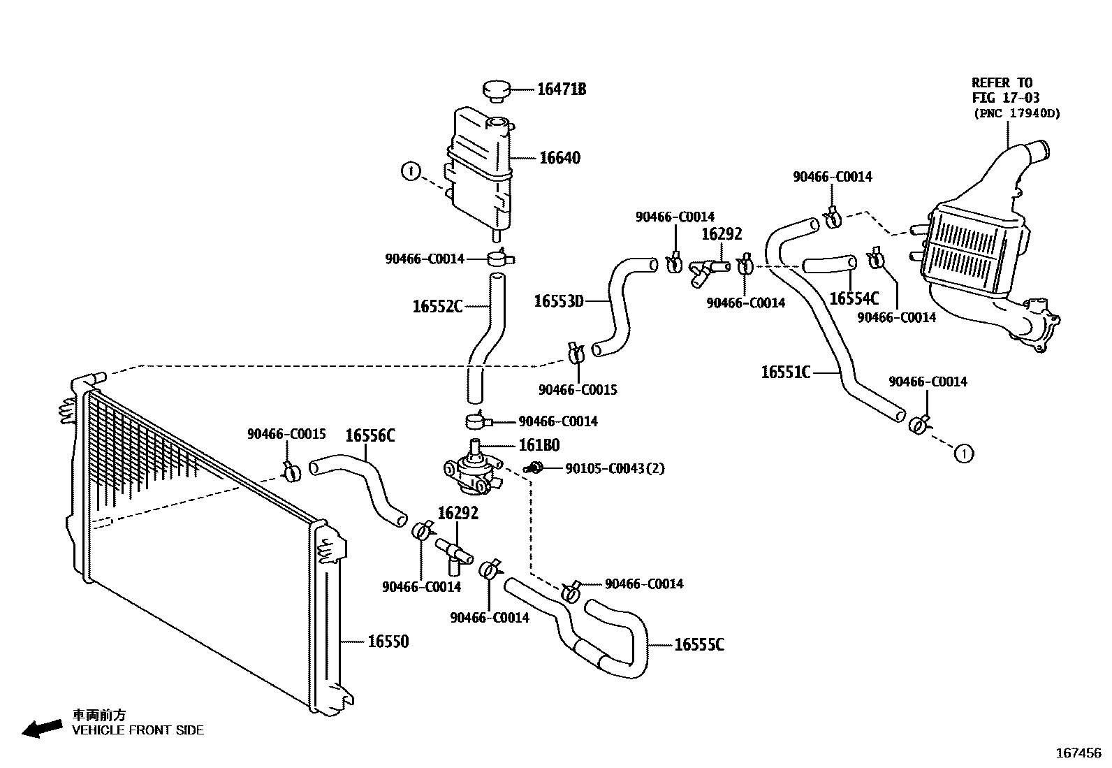 Toyota COROLLA RADIATOR & WATER OUTLET EPC diagram — 167456